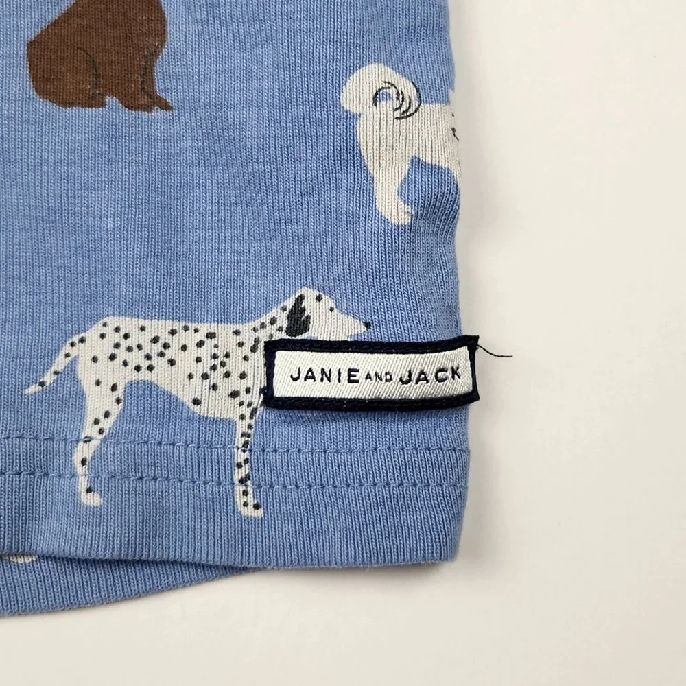 Janie and Jack Blue Dogs Long Sleeve Shirt Pants Pajamas Set sz 4
